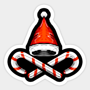 Santas Hat And Sugar Canes For Christmas Sticker